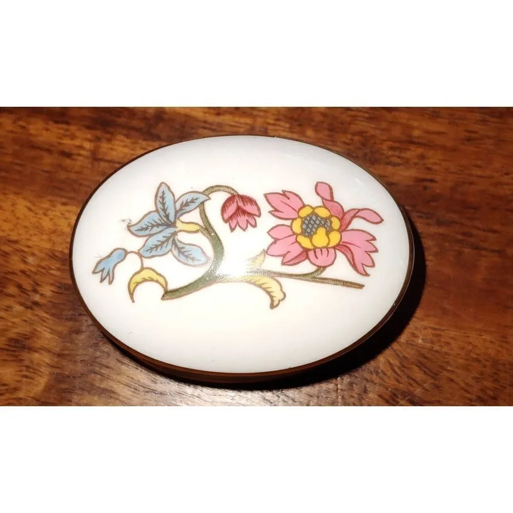 Vintage Aristocrat Bone China oval trinket box of fine bone china floral pattern